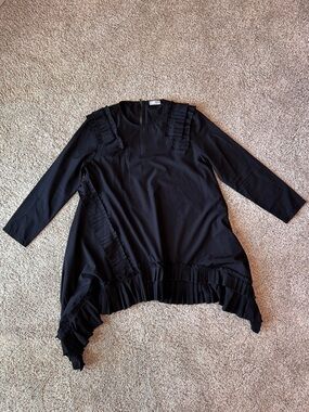 Marigold Shadows Kirika O-Neck Ruffles Split Dress